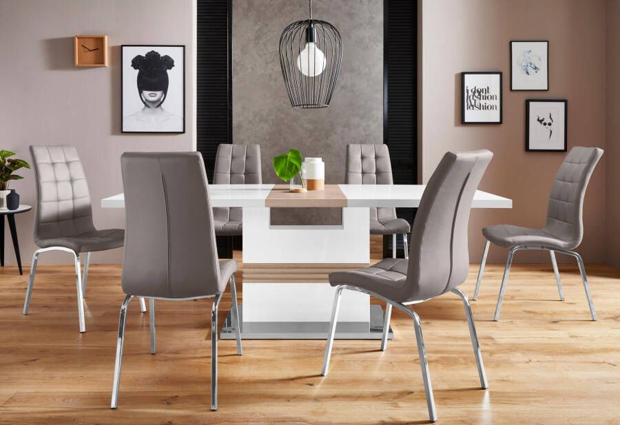 INOSIGN Eethoek Perez paars met 4 stoelen tafel uittrekbaar breedte 160-200 cm (set 5-delig) - Foto 5