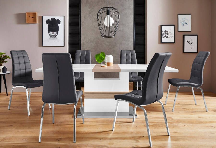 INOSIGN Eethoek Perez paars met 4 stoelen tafel uittrekbaar breedte 160-200 cm (set 5-delig) - Foto 5