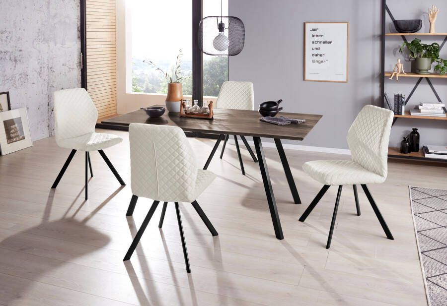 INOSIGN Eethoek Tristan & Isobel Stoelen met ruitstiksel (5-delig)