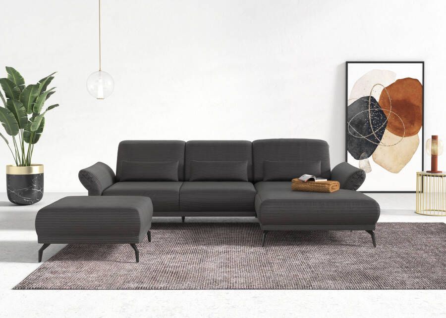 INOSIGN Hoekbank Coco L-vorm Verstelbare zitdiepte armleuning en hoofdeind cordbekleding poothoogte 15 cm - Foto 10