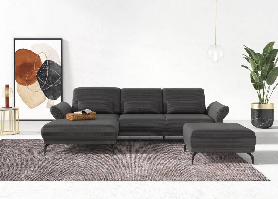 INOSIGN Hoekbank Coco L-vorm Verstelbare zitdiepte armleuning en hoofdeind cordbekleding poothoogte 15 cm - Foto 4