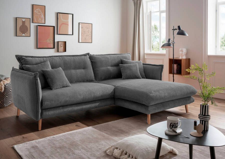 INOSIGN Hoekbank Lazio modern en comfortabel smalle armleuningen geweldige detailafwerking