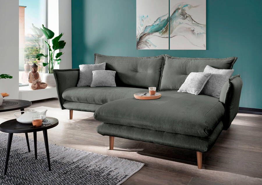 INOSIGN Hoekbank Lazio modern en comfortabel smalle armleuningen geweldige detailafwerking