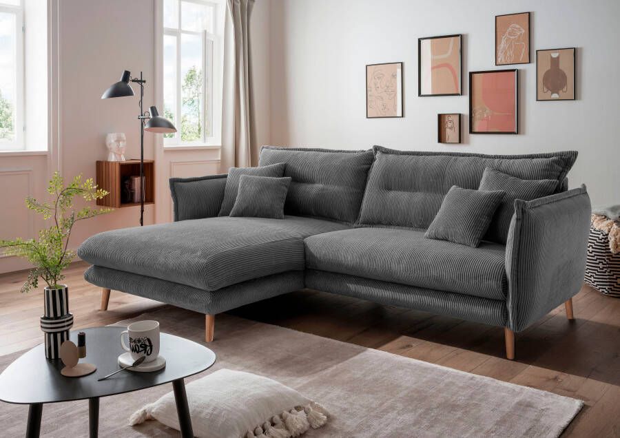 INOSIGN Hoekbank Lazio modern en comfortabel smalle armleuningen geweldige detailafwerking