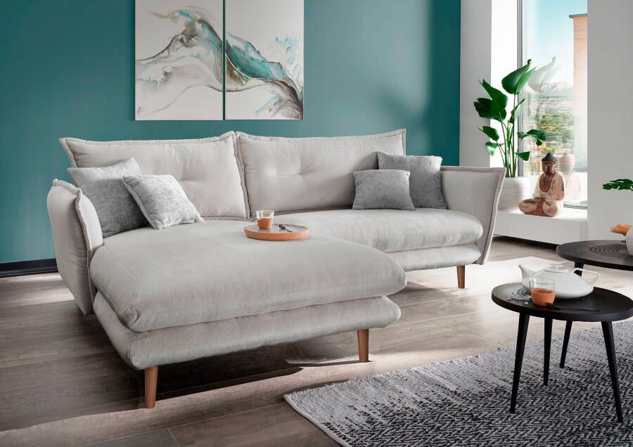 INOSIGN Hoekbank Lazio modern en comfortabel smalle armleuningen geweldige detailafwerking