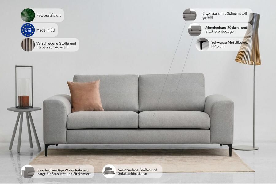 INOSIGN 2 5-zitsbank Henry met metalen poten in een modern design - Foto 2