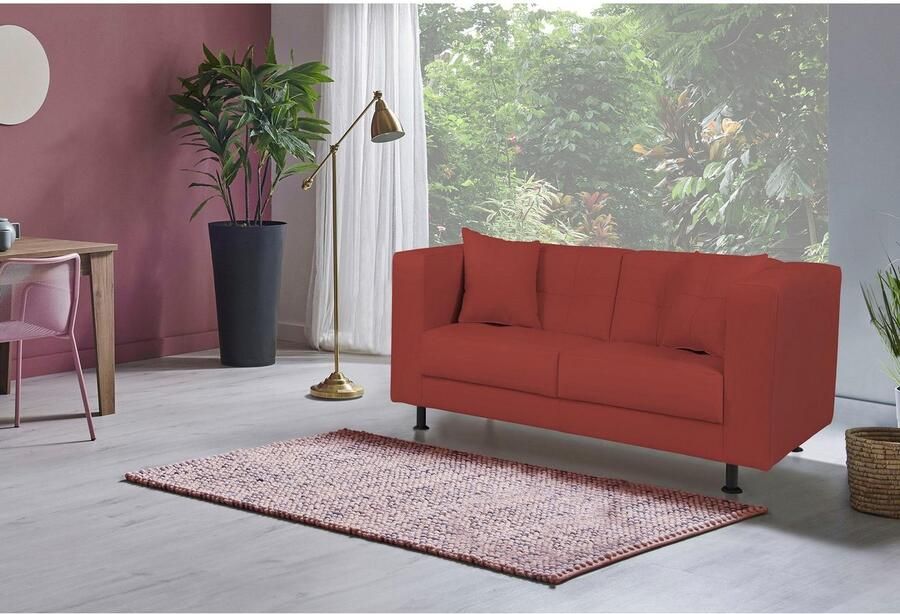 Home affaire 2-zitsbank Bengo met stiksels in de zitting en de rugleuning incl. sierkussen - Foto 2