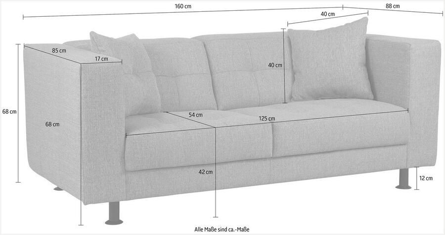INOSIGN 2-zitsbank Bengo met stiksels in de zitting en de rugleuning incl. sierkussen - Foto 6