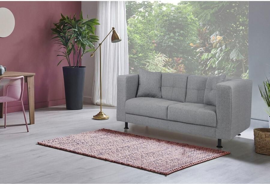 Home affaire 2-zitsbank Bengo met stiksels in de zitting en de rugleuning incl. sierkussen - Foto 4