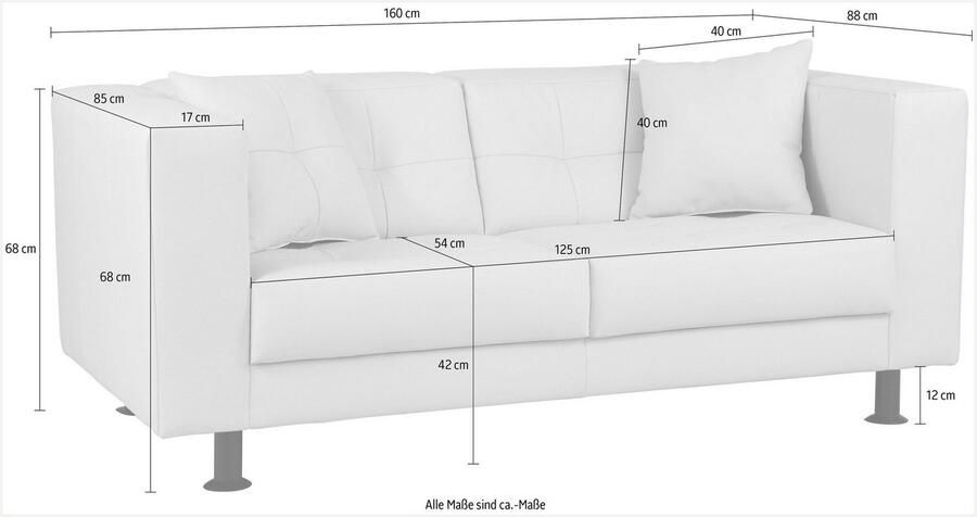 INOSIGN 2-zitsbank Bengo met stiksels in de zitting en de rugleuning incl. sierkussen - Foto 5