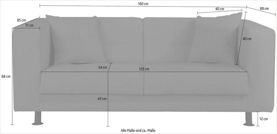 INOSIGN 2-zitsbank Bengo met stiksels in de zitting en de rugleuning incl. sierkussen - Foto 3