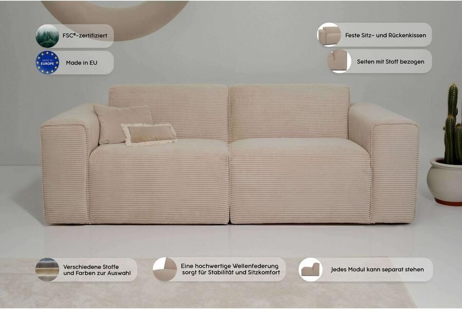 INOSIGN 2-zitsbank Clayton in een trendy ribfluwelen bekleding diverse combinaties mogelijk - Foto 4