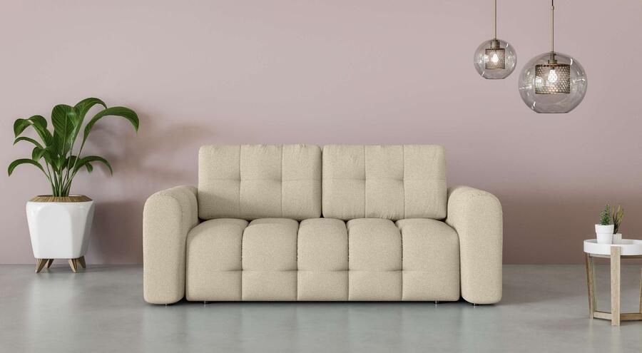 INOSIGN 2-zitsbank Manilla trendy stiksels 2 rugkussens B D H 195 107 91 cm met golfondersteuning in verschillende materialen en kleuren - Foto 5