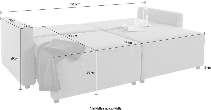 INOSIGN 2-zitsbank Marva 2-delig beide elementen uittrekbaar voor slaapfunctie met bedkist - Foto 7