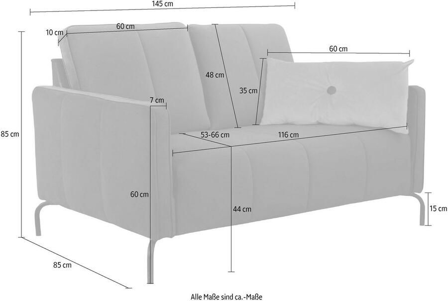 INOSIGN 2-zitsbank Xeen met fijne quilten en biezen