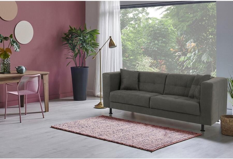 Home affaire 3-zitsbank Bengo met stiksels in de zitting en de rugleuning incl. sierkussen - Foto 3