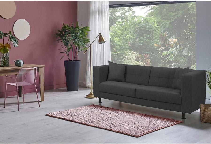 Home affaire 3-zitsbank Bengo met stiksels in de zitting en de rugleuning incl. sierkussen - Foto 2