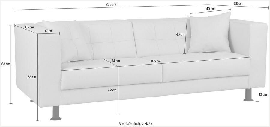 INOSIGN 3-zitsbank Bengo met stiksels in de zitting en de rugleuning incl. sierkussen - Foto 6