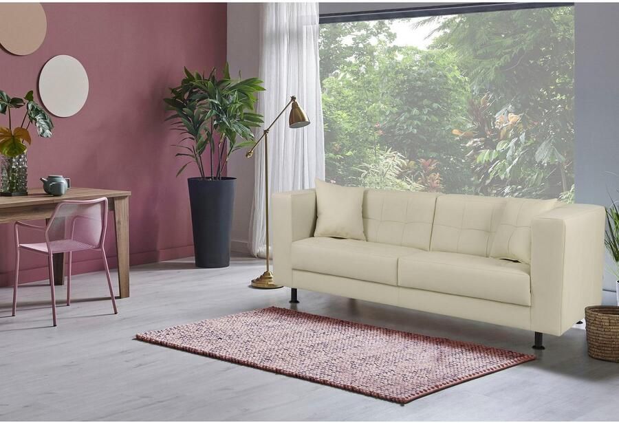 Home affaire 3-zitsbank Bengo met stiksels in de zitting en de rugleuning incl. sierkussen - Foto 4