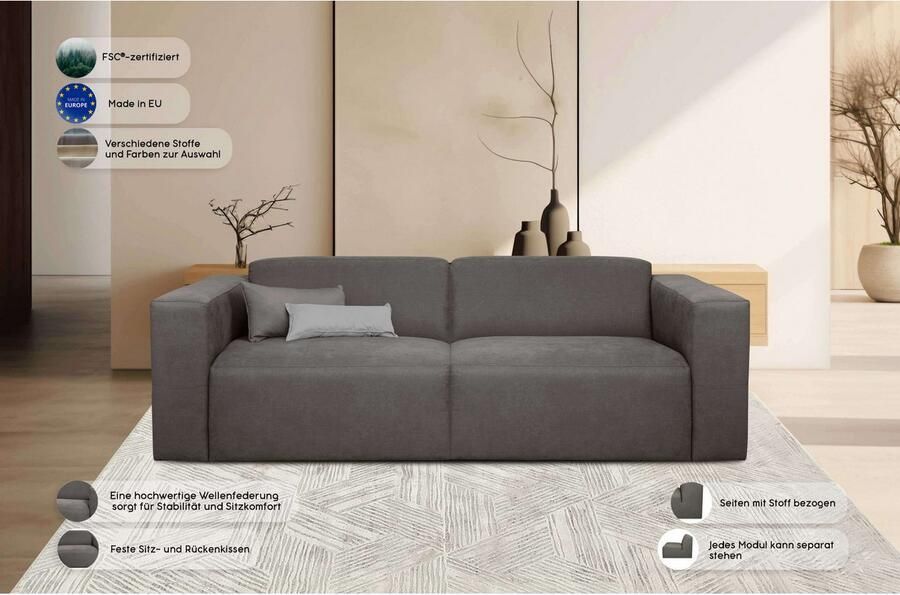 INOSIGN 3-zitsbank Kelani met decoratieve knoopdetails op de armleuningen - Foto 4