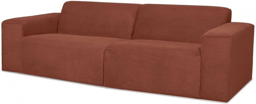 INOSIGN 3-zitsbank Koa 228 cm modulair bankstel in webstof cord Designbank zachte lounge-zitcomfort golfondersteuning tot aan de vloer - Foto 6