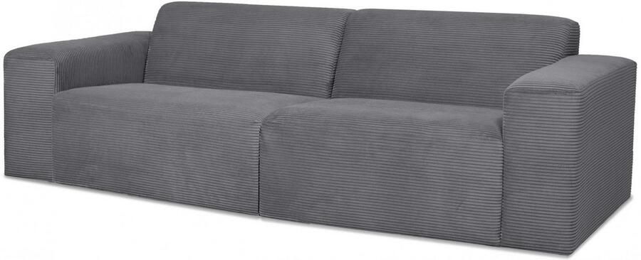 INOSIGN 3-zitsbank Koa 228 cm modulair bankstel in webstof cord Designbank zachte lounge-zitcomfort golfondersteuning tot aan de vloer - Foto 6