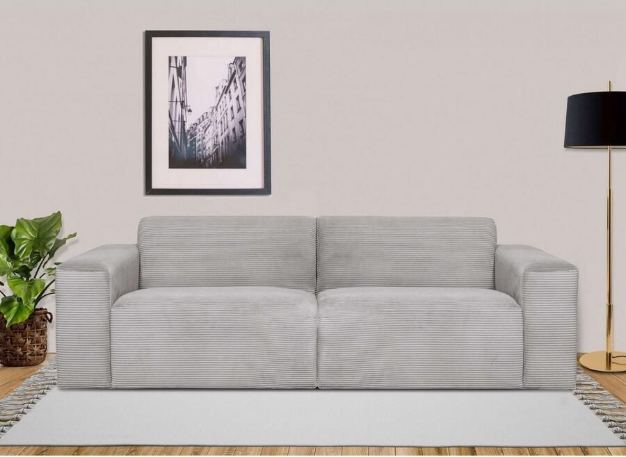 INOSIGN 3-zitsbank Koa 228 cm modulair bankstel in webstof cord Designbank zachte lounge-zitcomfort golfondersteuning tot aan de vloer - Foto 3