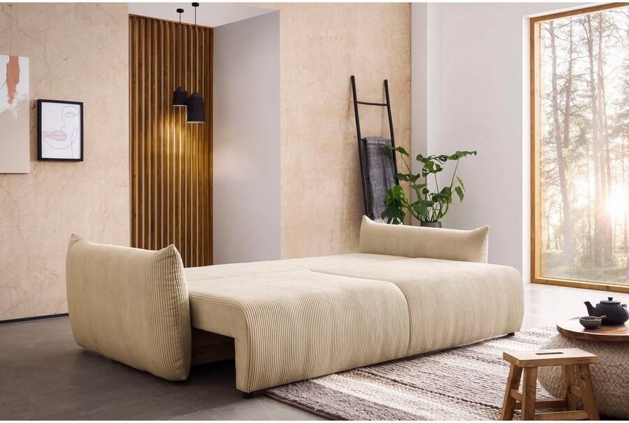 Home affaire 3-zitsbank MAVAS slaapbank met bedlade ca. 240 108 cm (ligoppervlak 212 145 cm) ribfluweel chenille structuur - Foto 7