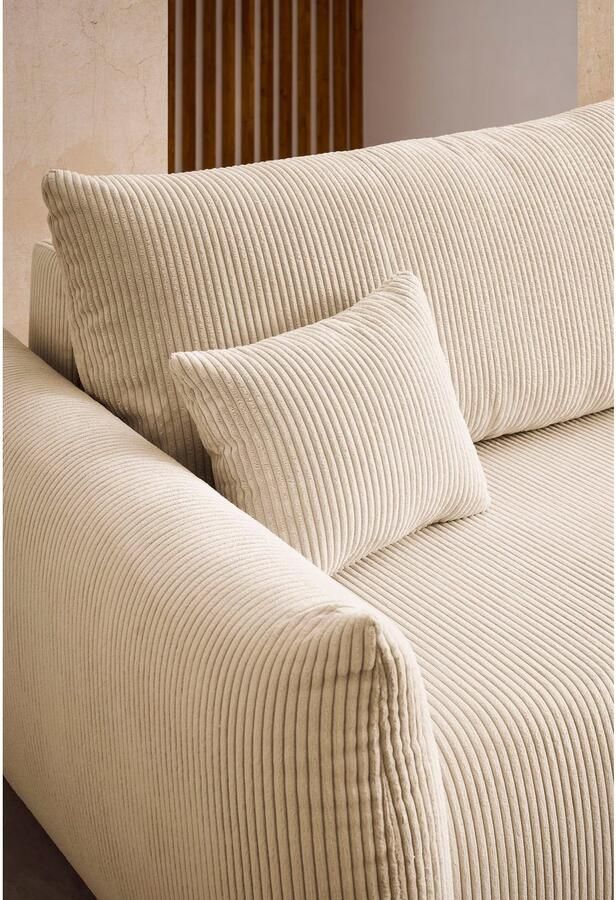 INOSIGN 3-zitsbank MAVAS slaapbank met bedlade ca. 240 108 cm (ligoppervlak 212 145 cm) ribfluweel chenille structuur - Foto 4