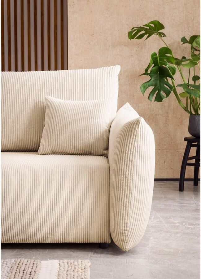 INOSIGN 3-zitsbank MAVAS slaapbank met bedlade ca. 240 108 cm (ligoppervlak 212 145 cm) ribfluweel chenille structuur - Foto 3