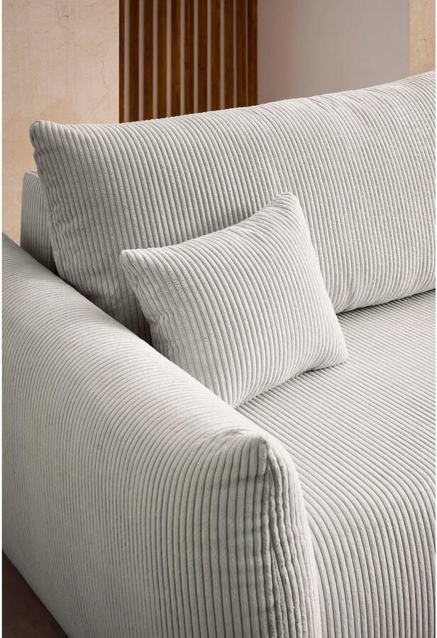 INOSIGN 3-zitsbank MAVAS slaapbank met bedlade ca. 240 108 cm (ligoppervlak 212 145 cm) ribfluweel chenille structuur - Foto 4