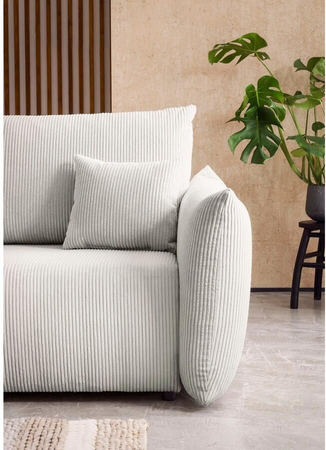 INOSIGN 3-zitsbank MAVAS slaapbank met bedlade ca. 240 108 cm (ligoppervlak 212 145 cm) ribfluweel chenille structuur - Foto 3