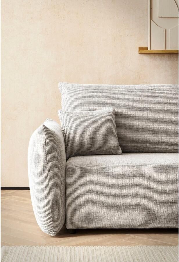 INOSIGN 3-zitsbank MAVAS slaapbank met bedlade ca. 240 108 cm (ligoppervlak 212 145 cm) ribfluweel chenille structuur - Foto 4