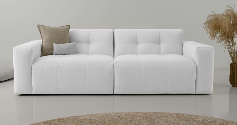 INOSIGN 3-zitsbank Tapley Breedte 220 cm fijne structuur met knoopstiksel vloerhoog - Foto 2