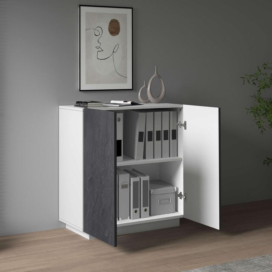 INOSIGN Archiefkast Coro Multifunctionele kast Bureaukast met 2 deuren & verstelbare legplanken hoogte 86 of 166 cm made in italy - Foto 3
