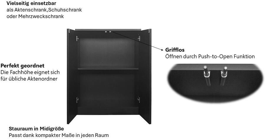 INOSIGN Archiefkast Jarvie Multifunctionele kast push-to-open 2 vakken 60x80 cm - Foto 7