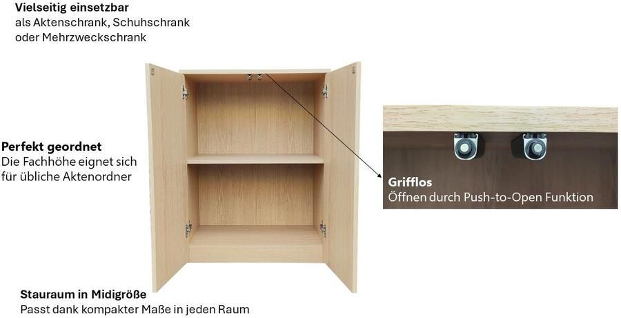 INOSIGN Archiefkast Jarvie Multifunctionele kast push-to-open 2 vakken 60x80 cm - Foto 8