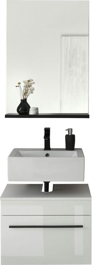 INOSIGN Badkamerserie Cantara badkamer in modern ontwerp 2-delig badkamer Onderkast en spiegel in wit hoogglans veel opbergruimte (set 2-delig) - Foto 4