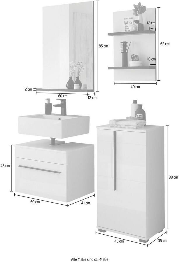 INOSIGN Badkamerserie Cantara badkamer in modern ontwerp 4-delig badkamer (set 4-delig) - Foto 3