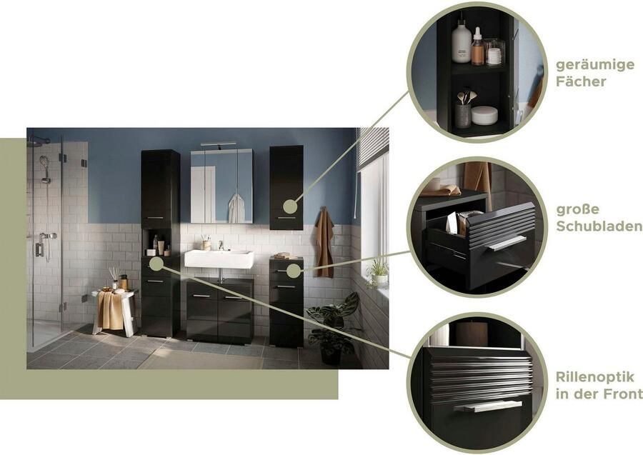 INOSIGN Hangend kastje Malmö breedte 30 cm 1 deur (verwisselbare deurstop) 2 planken in verschillende kleuren verkrijgbaar badkamermeubels badkamerkast kast badkamer - Foto 2