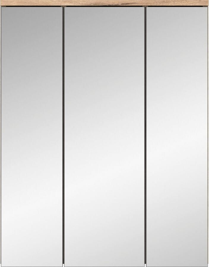 INOSIGN Badkamerspiegelkast Riga breedte 60cm incl. LED-verlichting 3 spiegelt deuren 9 vakken (set 2-delig)