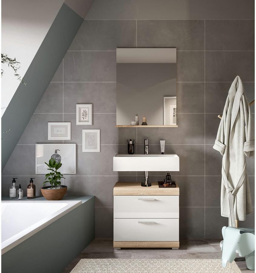 INOSIGN Badkamerserie Siena 2-delig bestaande uit: onderkast voor wastafel spiegel in verschillende kleuren verkrijgbaar badkamermeubels combinatie badkamer (set 2-delig)