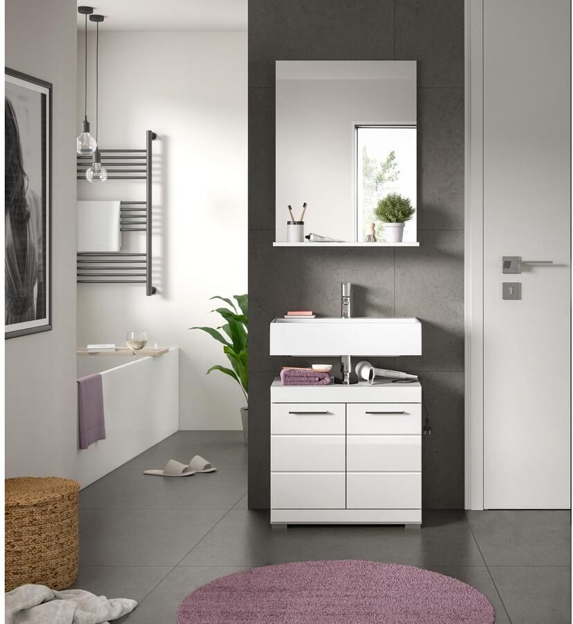 INOSIGN Badkamerserie Siena 2-delig bestaande uit: onderkast voor wastafel spiegel in verschillende kleuren verkrijgbaar badkamermeubels combinatie badkamer (set 2-delig) - Foto 2