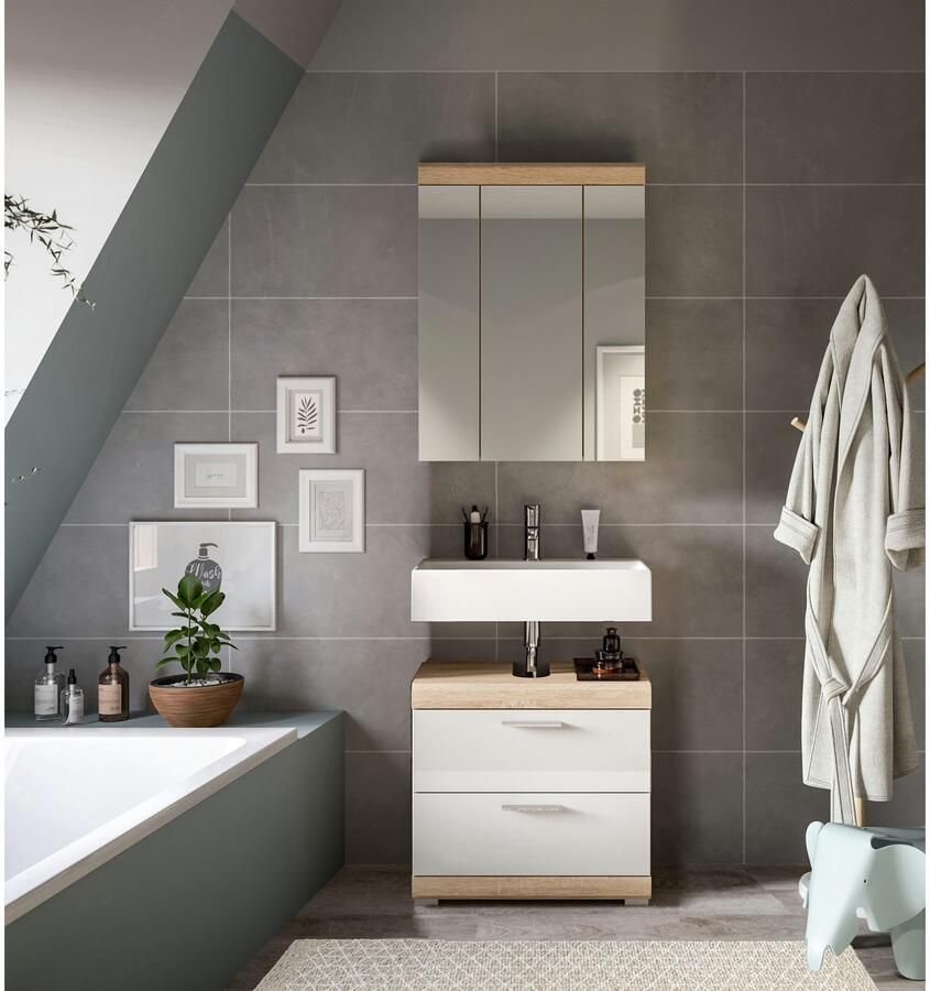 INOSIGN Badkamerserie Siena 2-delig bestaande uit: onderkast voor wastafel spiegelkast in verschillende kleuren verkrijgbaar badkamermeubels combinatie badkamer (set 2-delig)