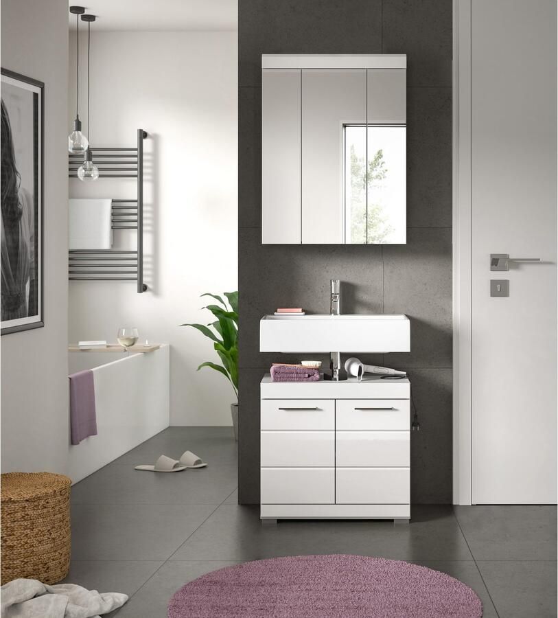 INOSIGN Badkamerserie Siena 2-delig bestaande uit: onderkast voor wastafel spiegelkast in verschillende kleuren verkrijgbaar badkamermeubels combinatie badkamer (set 2 stuks)