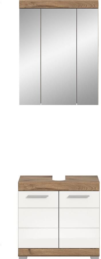 INOSIGN Badkamerserie Siena 2-delig bestaande uit: onderkast voor wastafel spiegelkast in verschillende kleuren verkrijgbaar badkamermeubels combinatie badkamer (set 2 stuks) - Foto 7