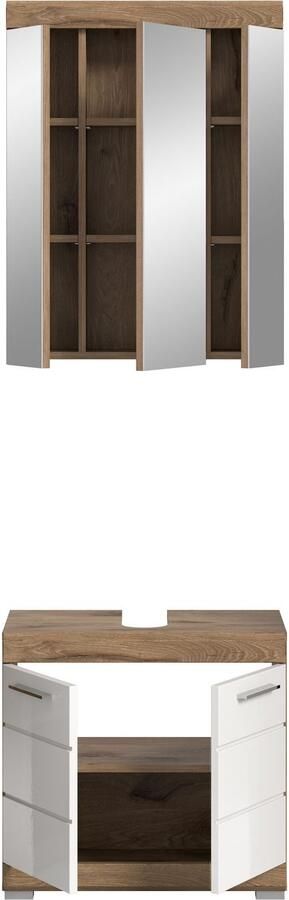 INOSIGN Badkamerserie Siena 2-delig bestaande uit: onderkast voor wastafel spiegelkast in verschillende kleuren verkrijgbaar badkamermeubels combinatie badkamer (set 2 stuks) - Foto 8