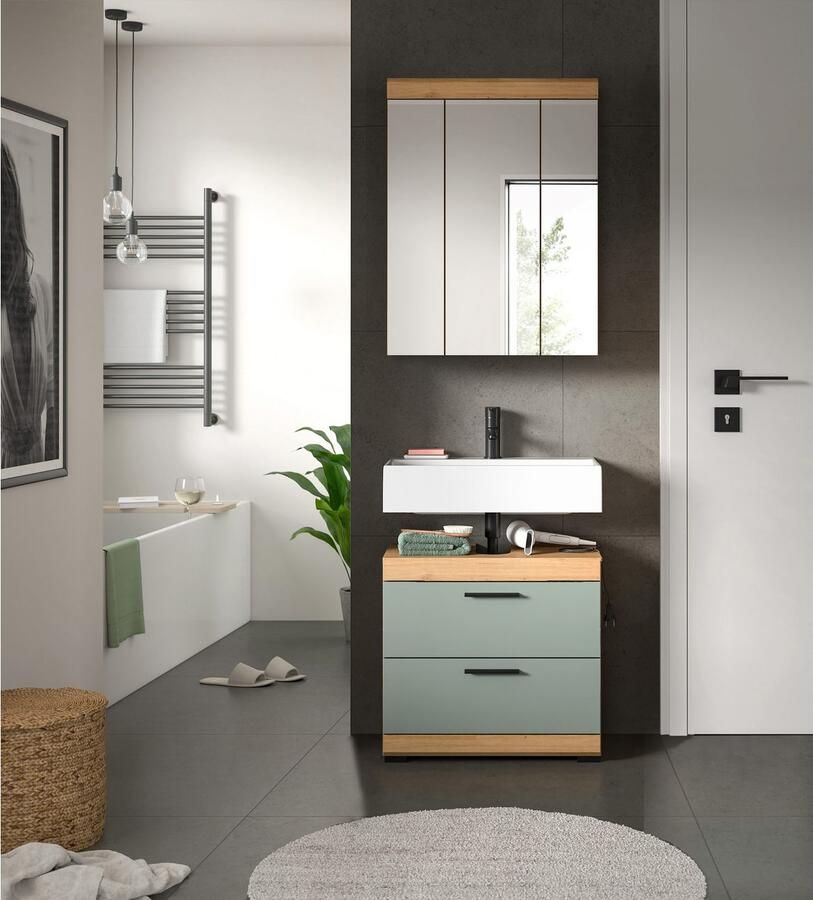 INOSIGN Badkamerserie Siena 2-delig bestaande uit: onderkast voor wastafel spiegelkast in verschillende kleuren verkrijgbaar badkamermeubels combinatie badkamer (set 2-delig)