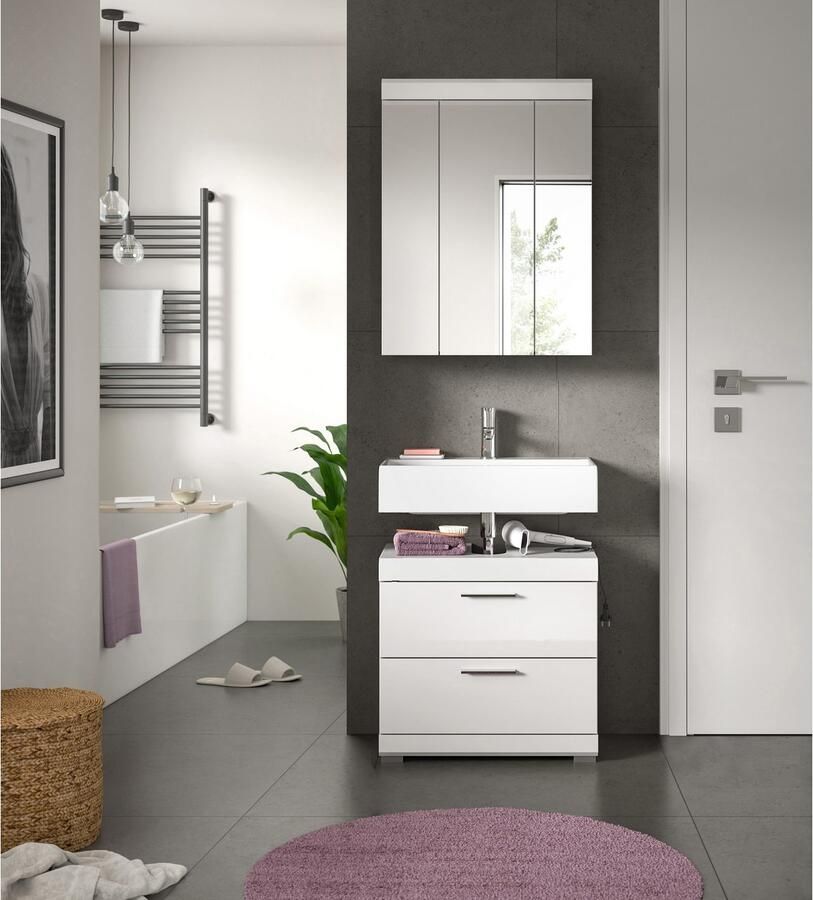 INOSIGN Badkamerserie Siena 2-delig bestaande uit: onderkast voor wastafel spiegelkast in verschillende kleuren verkrijgbaar badkamermeubels combinatie badkamer (set 2-delig)