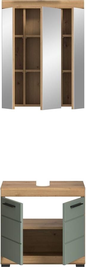 INOSIGN Badkamerserie Siena 2-delig bestaande uit: onderkast voor wastafel spiegelkast in verschillende kleuren verkrijgbaar badkamermeubels combinatie badkamer (set 2 stuks) - Foto 8